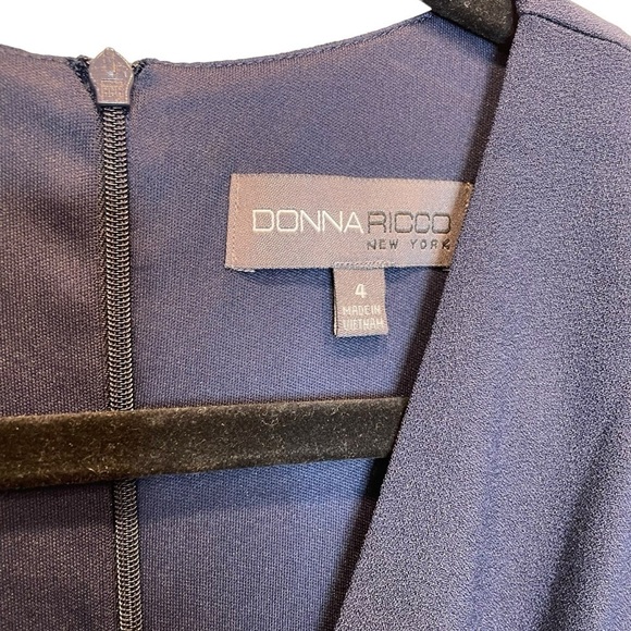 Donna Ricco Long Sleeve Wrap Jumpsuit Navy Blue Size 4 New Read Description - Picture 5 of 9